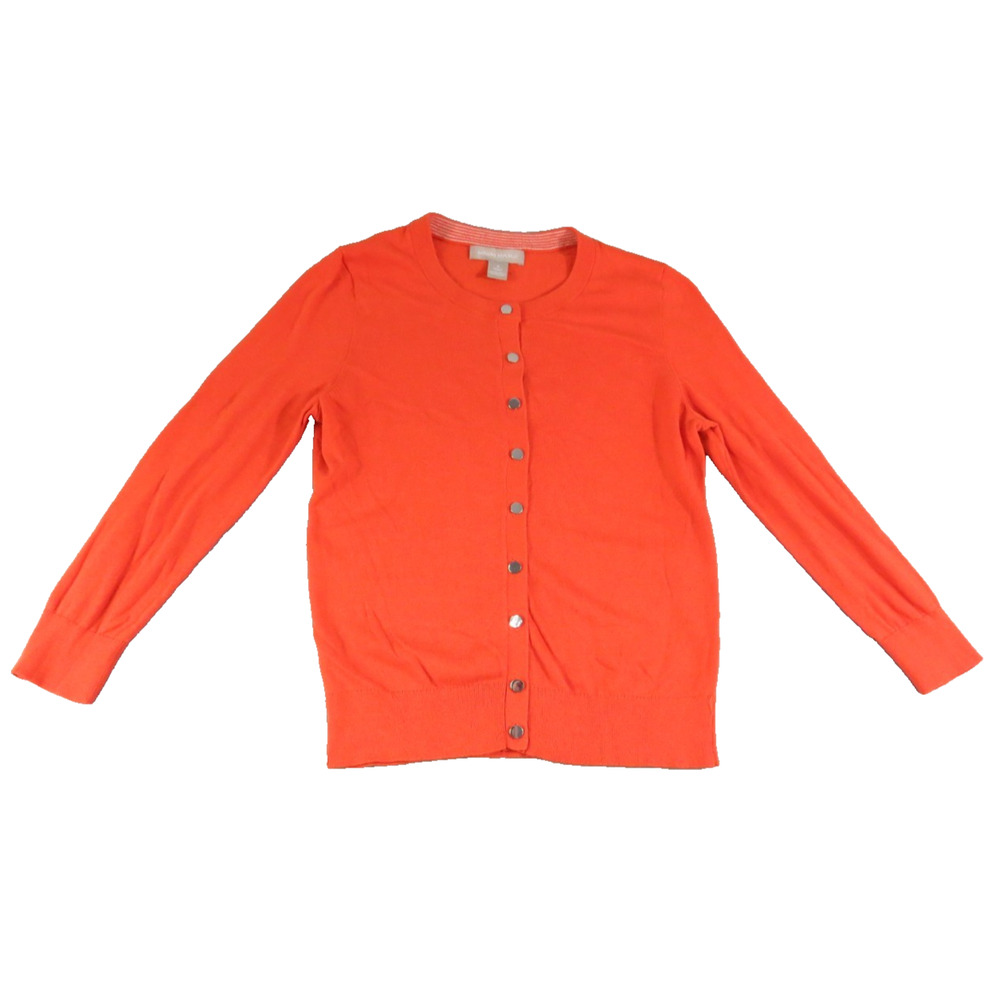 Banana Republic Silk Blend Cardigan Womens S Orange Button Front Classic Sweater